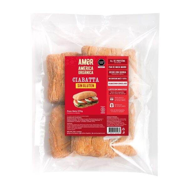 Pan Ciabatta Sin Gluten Congelado x 6 unid 570g