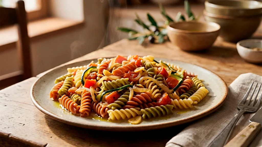 Pasta Trigrano con salsa de vegetales
