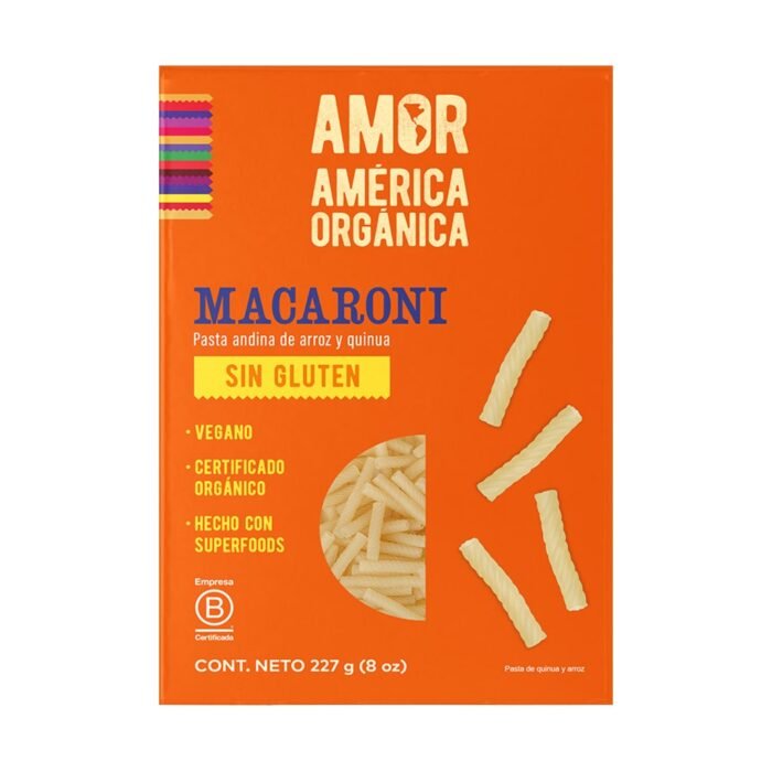 Pasta de Arroz y Quinua tipo Macaroni Organica sin Gluten